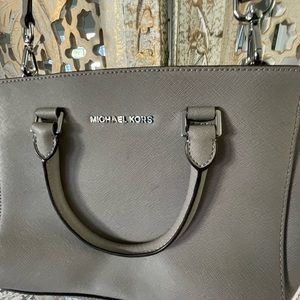 Michael Michael Kors Selma Medium Leather Satchel CEMENT Clay Beige